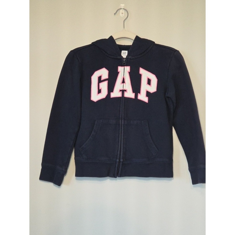 Gap Girl's 10 Jacket Navy Pink Zip Up Hoodie Logo